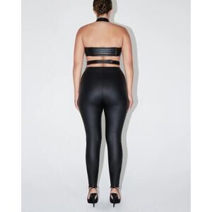 NWT Kylie Jenner KHY Faux Leather Black Leggings Women's Size Medium